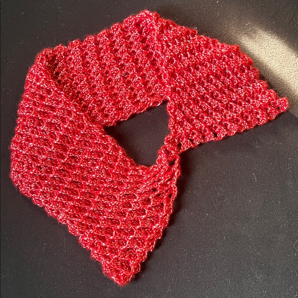 Luxurious Crimson Crochet Infinity Scarf